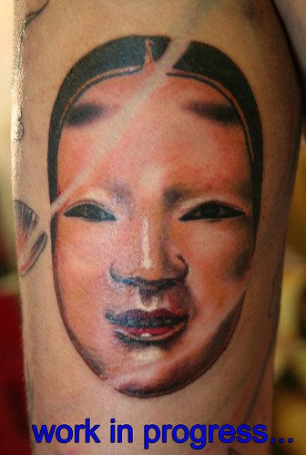  japanese mask tatoo by Mirek vel Stotker 