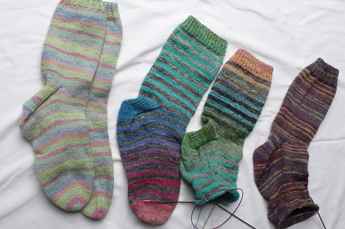 Socks on and off the needles
