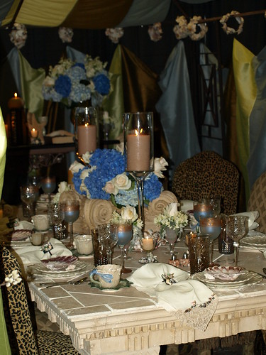 A wedding reception in a tent