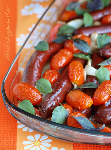 Beef Sausages & Balsamic Tomatoes
