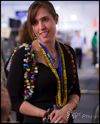 Amy with African trade beads.  © 2009 Michael Kang