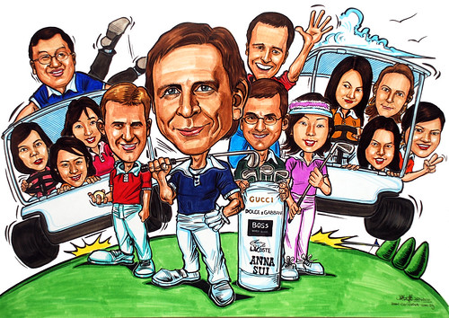 group caricatures for P&G -colour