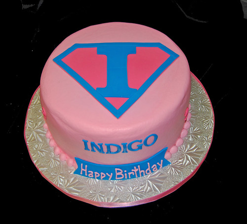 Pink and Blue Super Hero Cake
