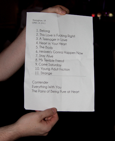 setlist for the pains (1 of 1)