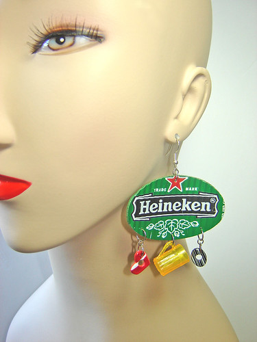 Heineken Earrings recycled from aluminum cans ~ 4 of 5 photos