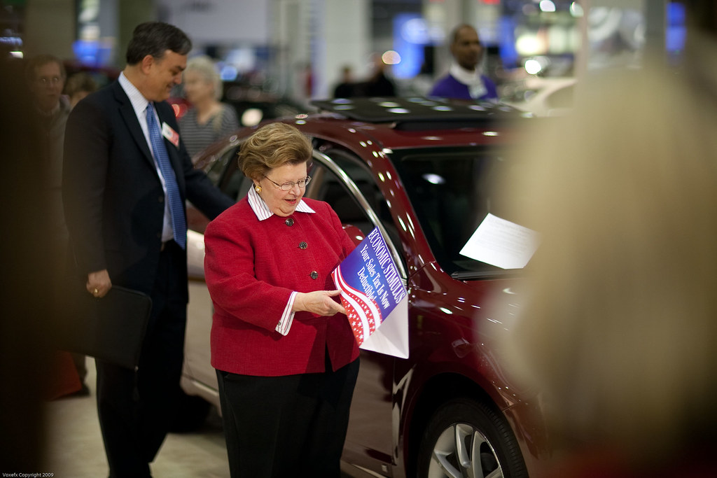 Democratic Sen. Barbara A. Mikulski at Baltimore 2009 Motor Trend International Auto Show touting Stimulus package Bill - Voxefx (2 of 8)