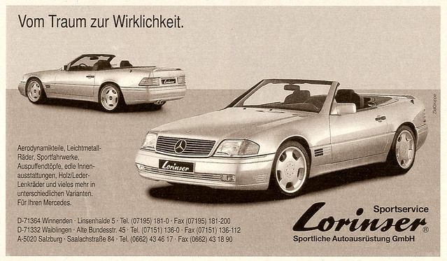 auto old classic cars car vintage print advertising mercedes benz media reclame ad voiture historic advertisement sl advert older oldtimer autos werbung tuning mb reklame voitures roadster anzeige slclass lorinser youngtimer r129 slklasse