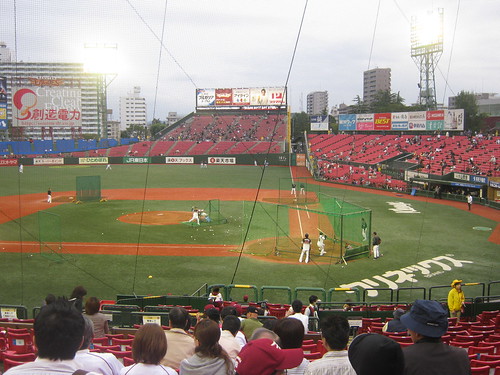 Batting Practice at Kleenex Stadium Miyagi