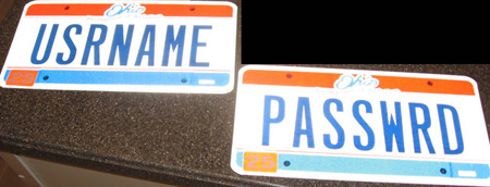 username/password car license plate