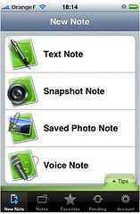 interface iphone evernote