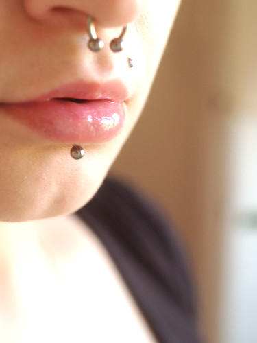 2 new piercings today! (Septum & Labret. Monroe was done years ago!