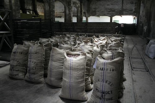 Bags of Cocoa at Roça Água Izé. Photo by Consulate of São Tomé &amp; Principe in Marseille