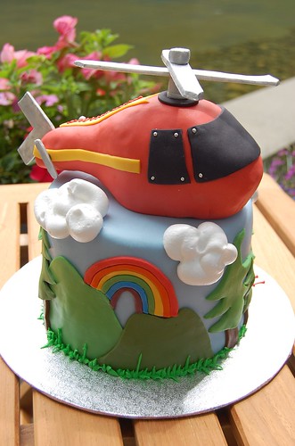 Ezra's Helicopter Cake - rainbow side