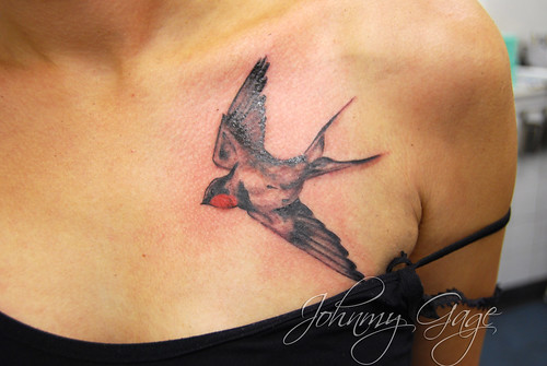 realistic swallow tattoo by johnny gage