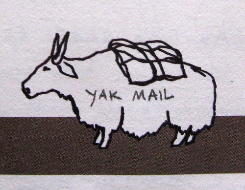 Yak mail looks west