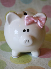 pink bow piggy bank