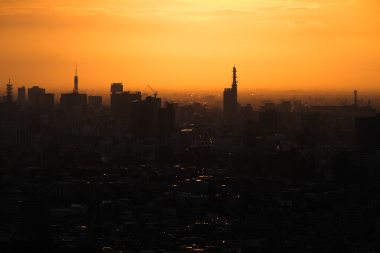 東山スカイタワーの夕日
