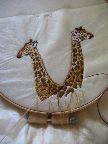 Giraffes thread painting 2