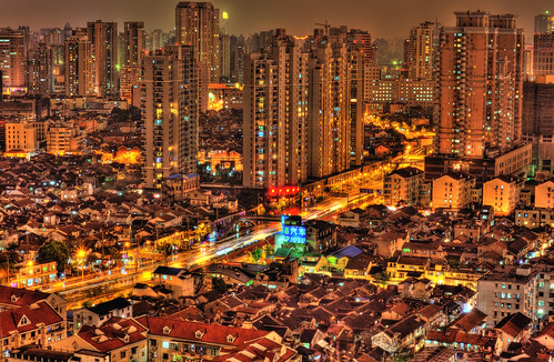 フリー画像|人工風景|建造物/建築物|街の風景|夜景|HDR画像|中国風景|上海|フリー素材|