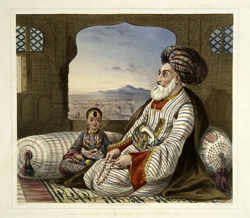 002-El rey Mohamed de Kabul y su hijo menor-The costumes of the various tribes.. 1848-James Rattray