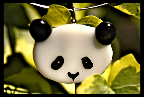 SIMPLY...PANDA , fused glass pendant by Sandra Miller by you.