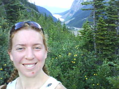 Clare Running Up to Tea House Lake Louise