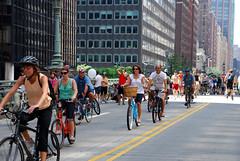 Janette Sadik-Khan bicycling during New York City's Summer Streets program, with no special entourage