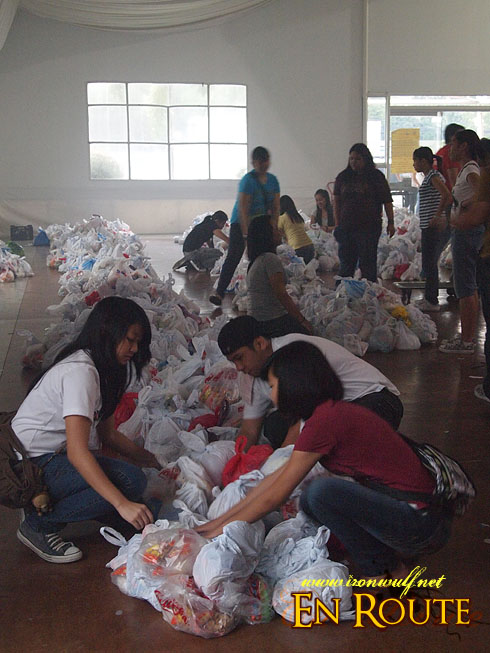 Organizing the Relief Goods at Megatent