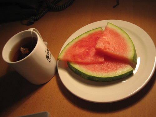 Tea and melon from the bistro - free