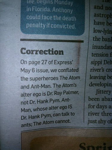 Newspaper correction