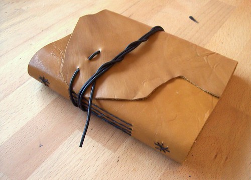 creamy brown leather journal