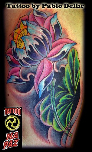 Blue Lotus Flower Tattoo by Pablo Dellic coverup 