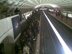 Crowded Metro Center Platform