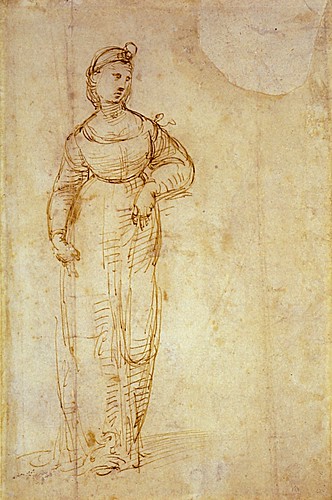 1507  Raphael    Study for Saint Catherine  Pen and brown Ink  25,9x17 cm  otam