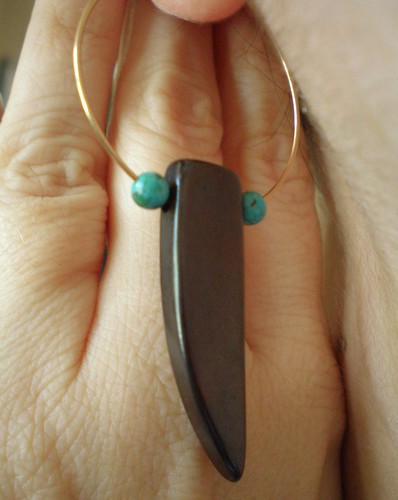 Horn and Turquoise Earrings