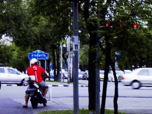 September 18, 2009 : police in red shirt on traffic police motorcycle