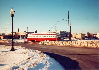 Kenosha Wisconsin electric streetcar. Kenosha Wisconsin. January 2001.