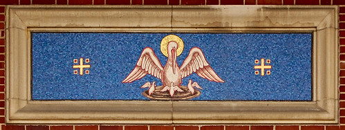 Blessed Sacrament Roman Catholic Church, in Belleville, Illinois, USA - mosaic over front door