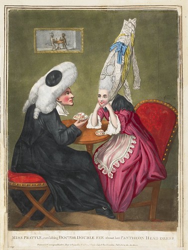 Miss Prattle, consulting Doctor Double Fee about her Pantheon Head Dress 1771