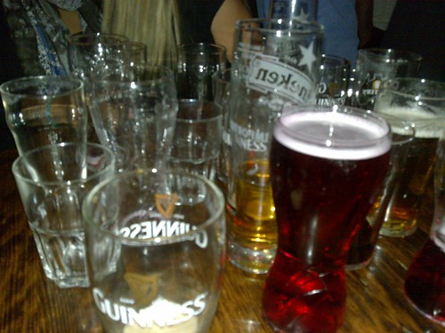 Glasses on our table... almost all empty