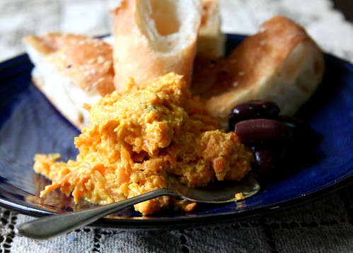 carrot dip and olives