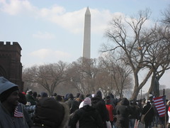 Everyone leaving as the Monument looks on