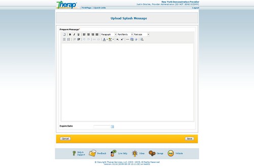 Screenshot of Upload Splash Message field to write Message 
