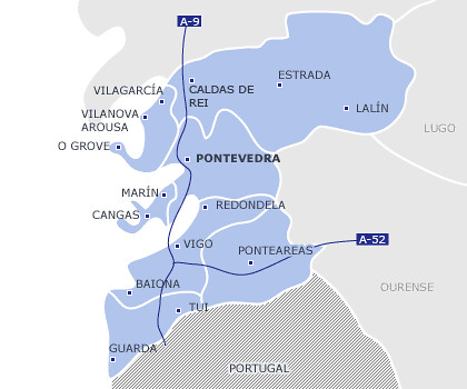 Mapa de autopistas de Pontevedra