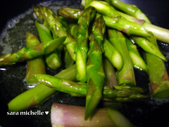 beginning to cook asparagus