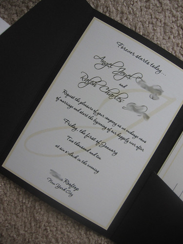 black and champagne wedding invitations