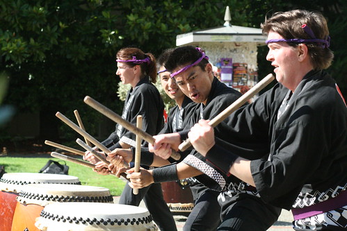 The San Francisco Taiko Dojo group performed a portion of their drum set at the Harney Nooner Heritage Festival on Friday.  Photo by Melissa Stihl/Foghorn