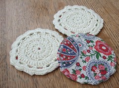 Crochet and fabric coasters