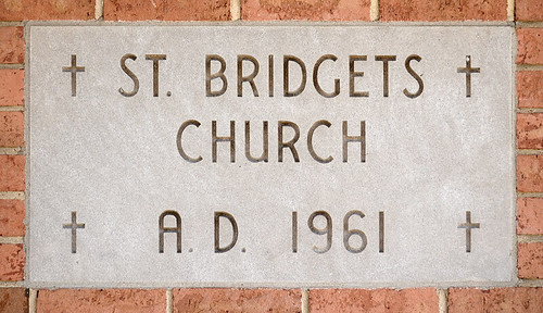 Saint Bridget of Kildare Roman Catholic Church, in Pacific, Missouri, USA - cornerstone