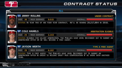 MLB 09 The Show screenshot - Contract Status